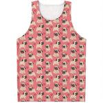 Love Pug Pattern Print Men's Tank Top