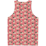 Love Pug Pattern Print Men's Tank Top