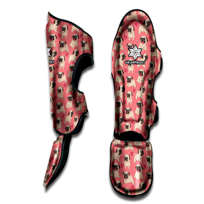 Love Pug Pattern Print Muay Thai Shin Guard