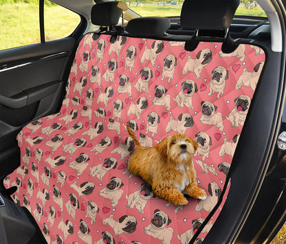 Love Pug Pattern Print Pet Car Back Seat Cover