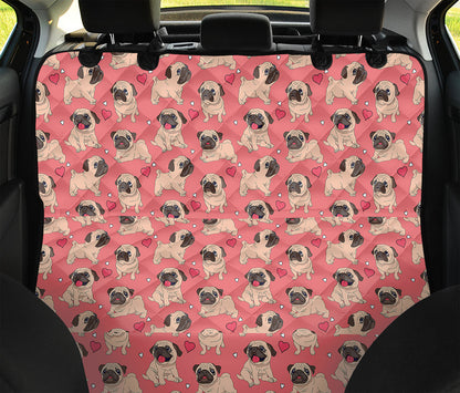 Love Pug Pattern Print Pet Car Back Seat Cover
