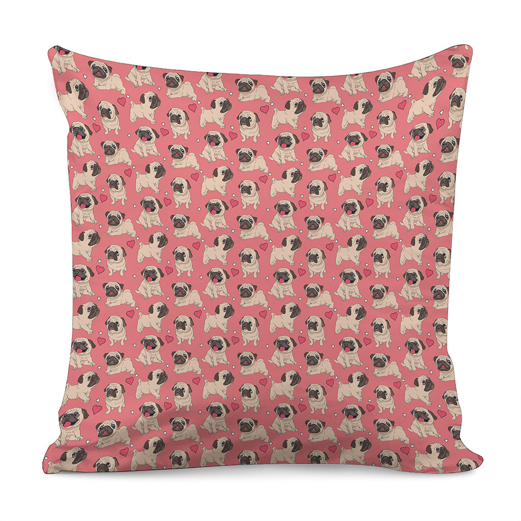 Love Pug Pattern Print Pillow Cover