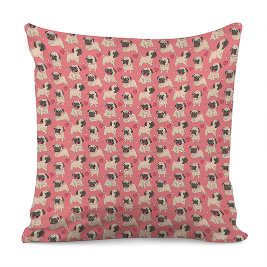 Love Pug Pattern Print Pillow Cover