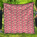 Love Pug Pattern Print Quilt