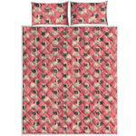 Love Pug Pattern Print Quilt Bed Set
