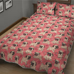 Love Pug Pattern Print Quilt Bed Set