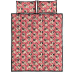 Love Pug Pattern Print Quilt Bed Set