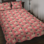 Love Pug Pattern Print Quilt Bed Set