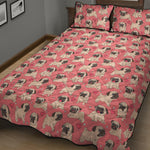 Love Pug Pattern Print Quilt Bed Set
