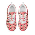 Love Pug Pattern Print White Sneakers