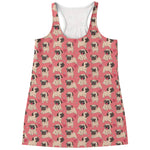 Love Pug Pattern Print Women's Racerback Tank Top