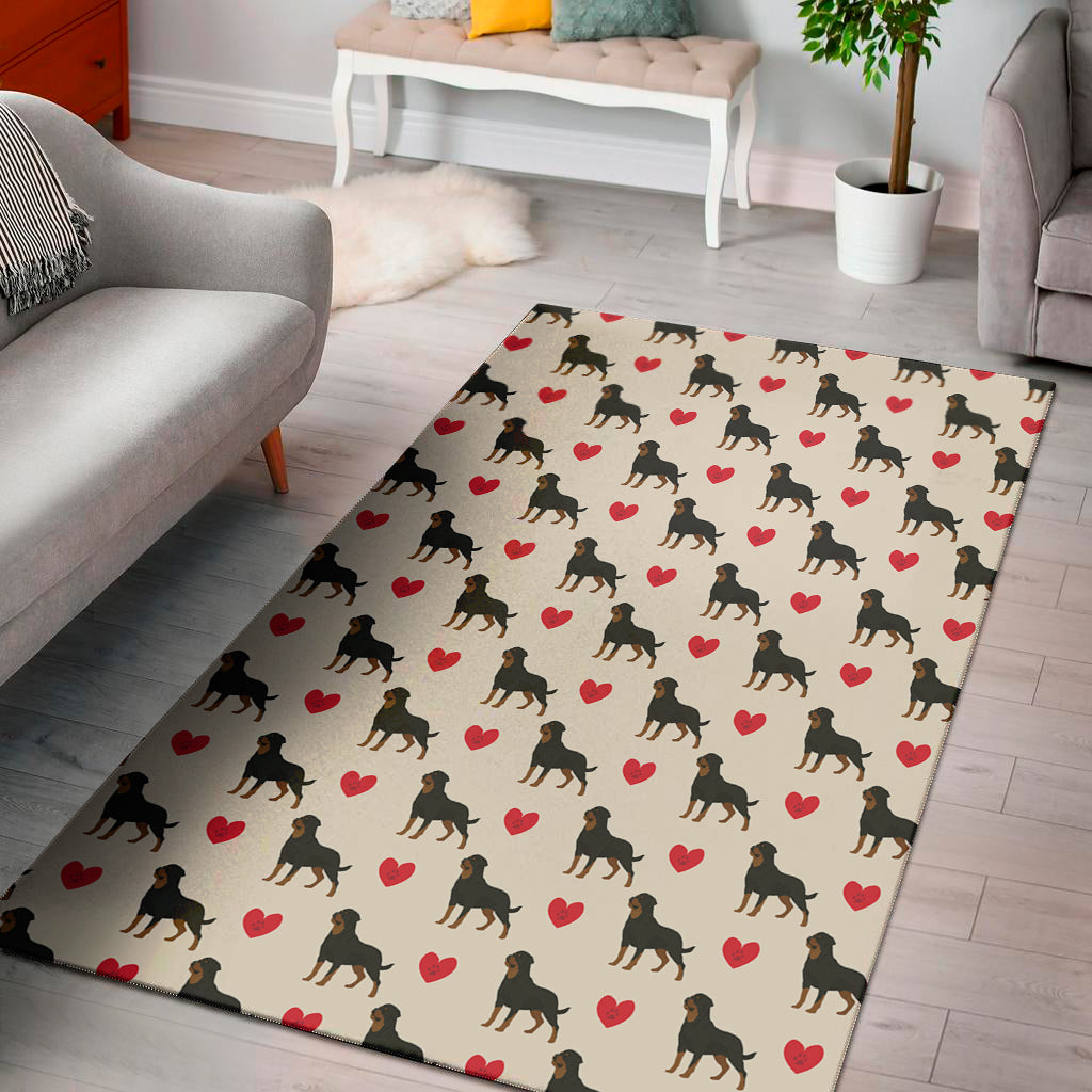 Love Rottweiler Pattern Print Area Rug