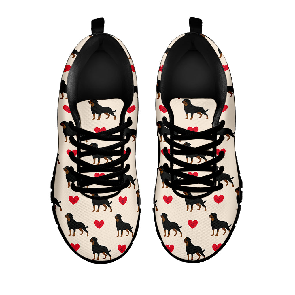 Love Rottweiler Pattern Print Black Sneakers