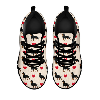 Love Rottweiler Pattern Print Black Sneakers