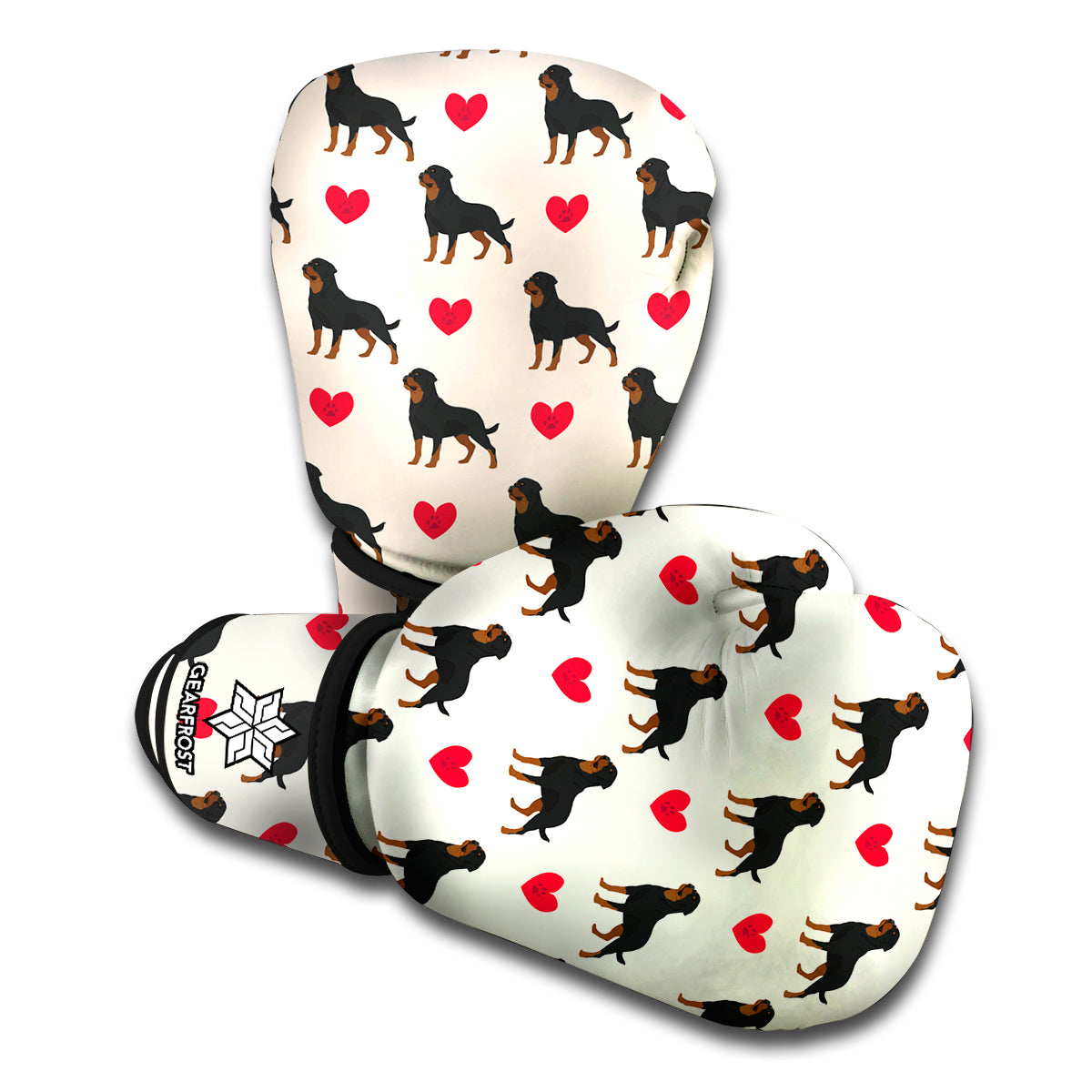 Love Rottweiler Pattern Print Boxing Gloves