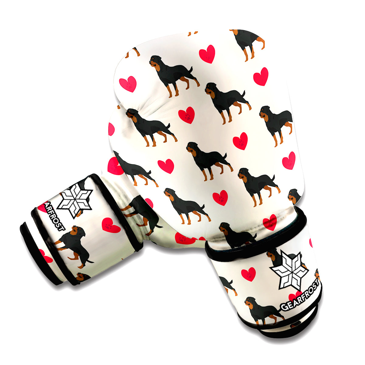Love Rottweiler Pattern Print Boxing Gloves