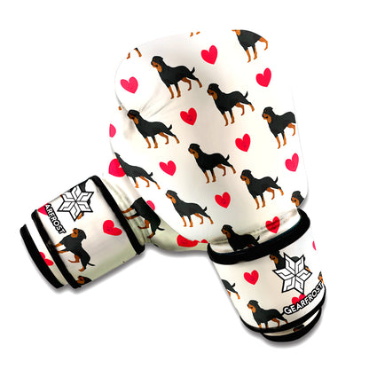 Love Rottweiler Pattern Print Boxing Gloves
