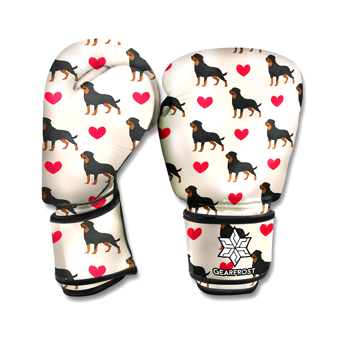 Love Rottweiler Pattern Print Boxing Gloves
