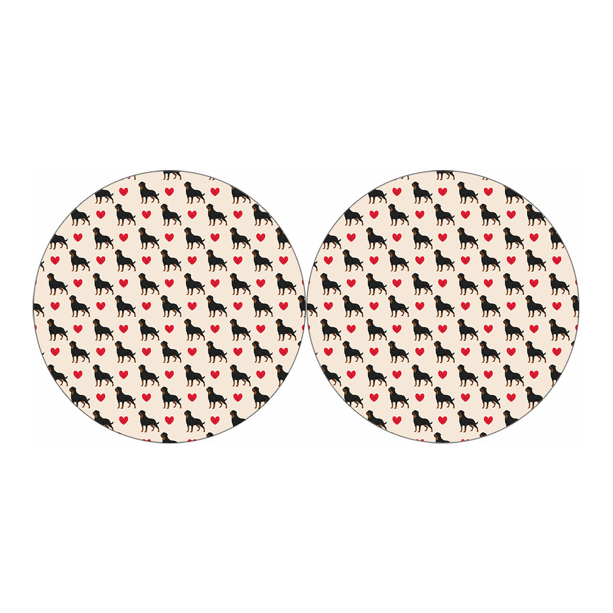 Love Rottweiler Pattern Print Car Coasters