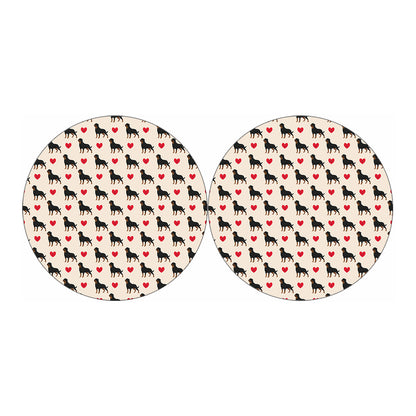 Love Rottweiler Pattern Print Car Coasters