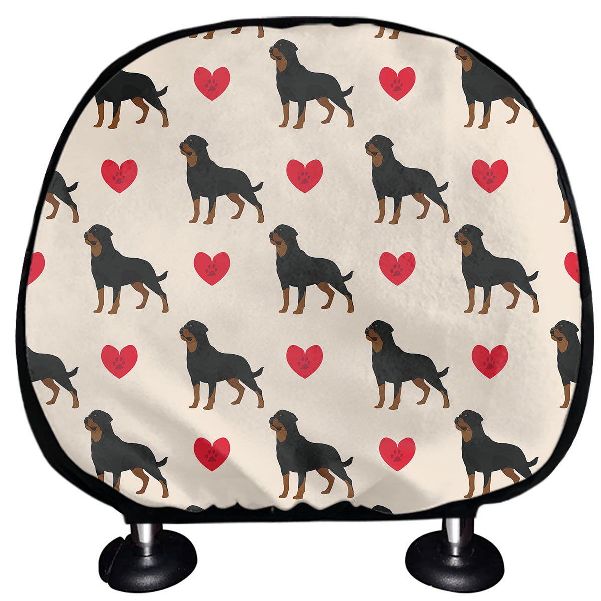 Love Rottweiler Pattern Print Car Headrest Covers