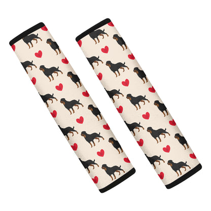 Love Rottweiler Pattern Print Car Seat Belt Covers