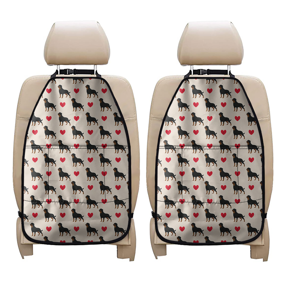 Love Rottweiler Pattern Print Car Seat Organizers