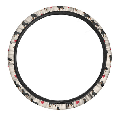 Love Rottweiler Pattern Print Car Steering Wheel Cover