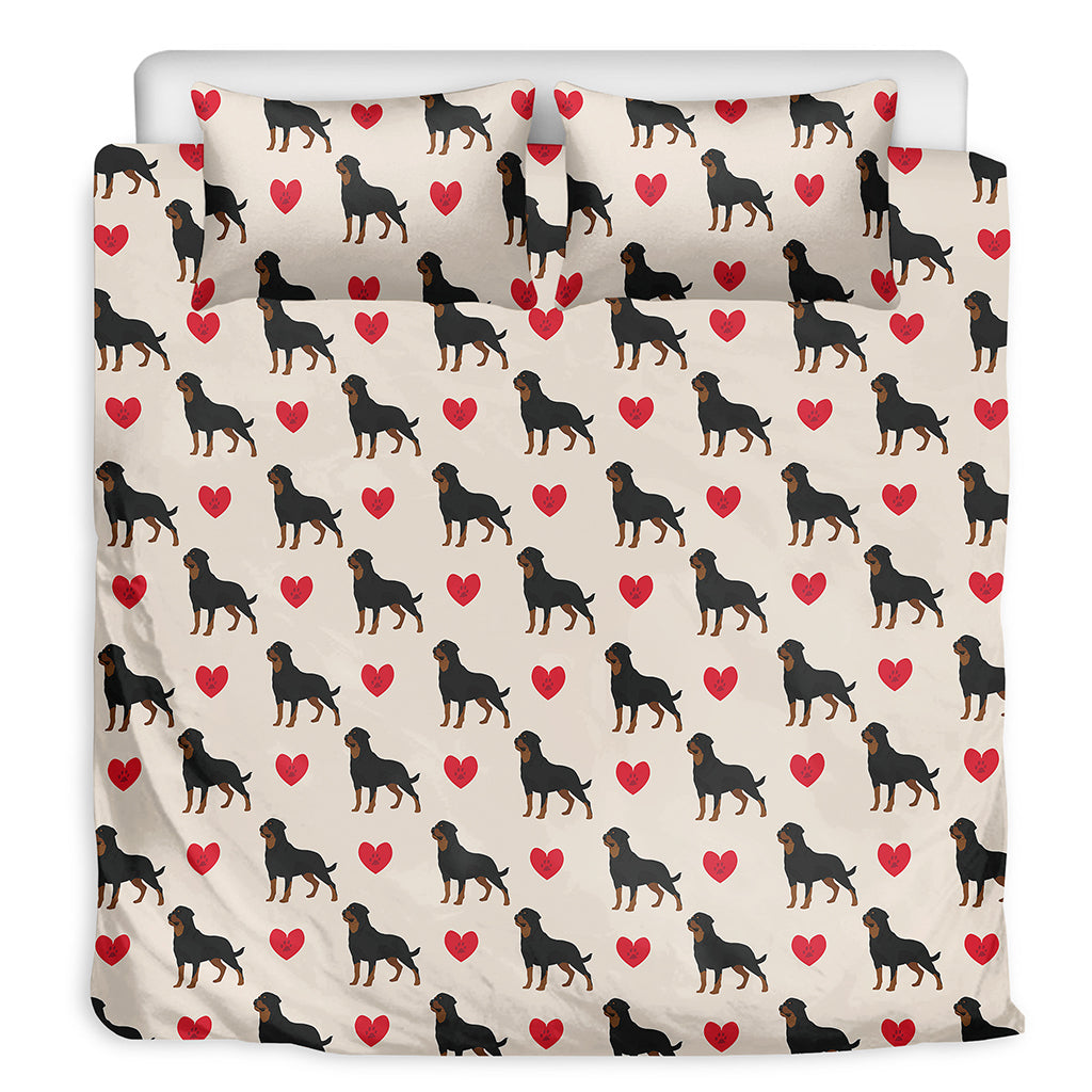 Love Rottweiler Pattern Print Duvet Cover Bedding Set