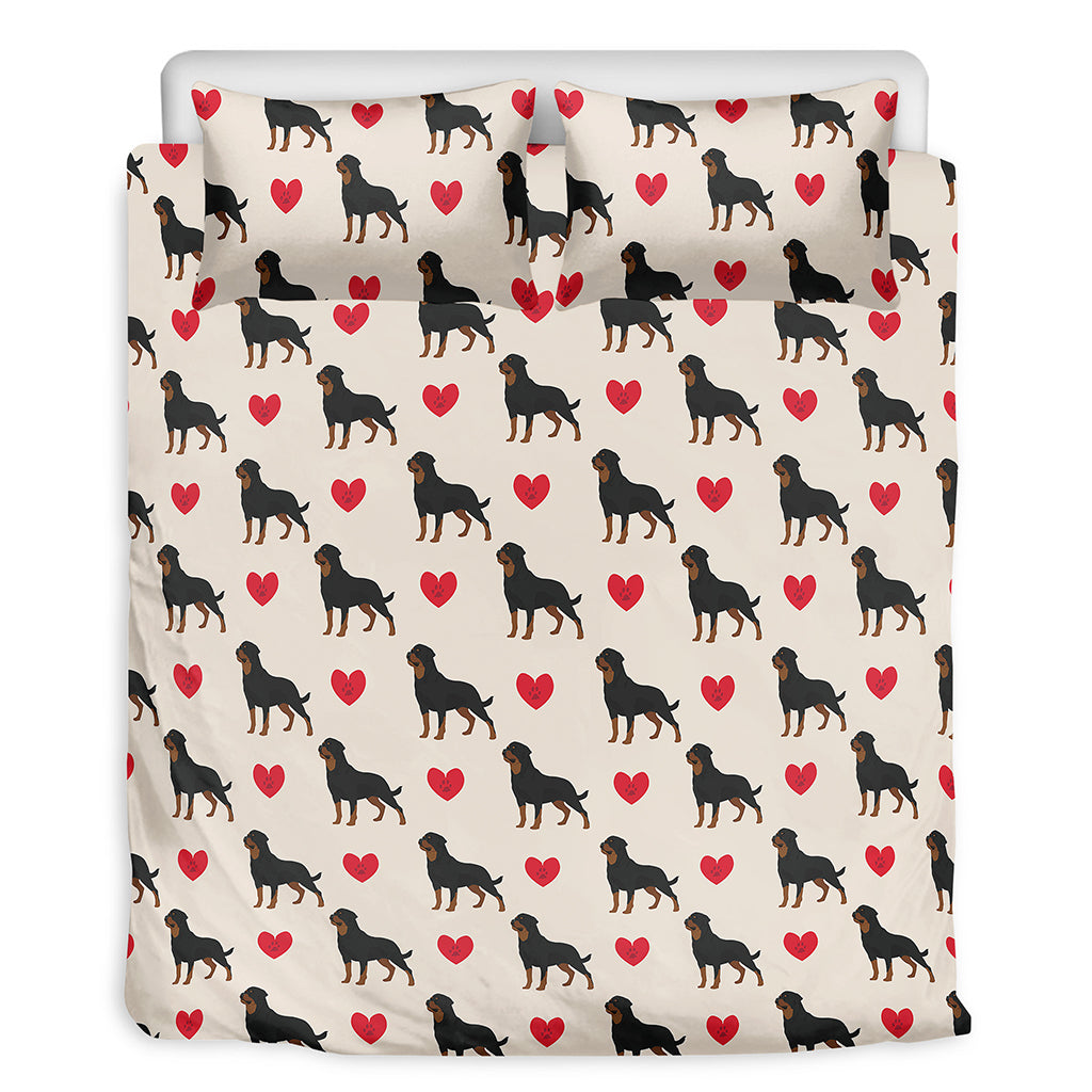 Love Rottweiler Pattern Print Duvet Cover Bedding Set