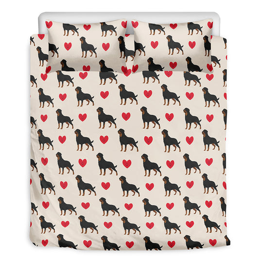 Love Rottweiler Pattern Print Duvet Cover Bedding Set