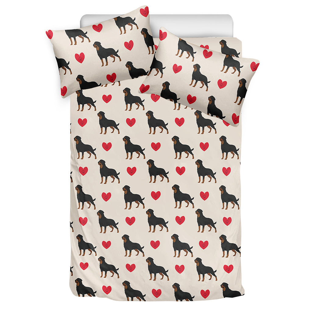 Love Rottweiler Pattern Print Duvet Cover Bedding Set