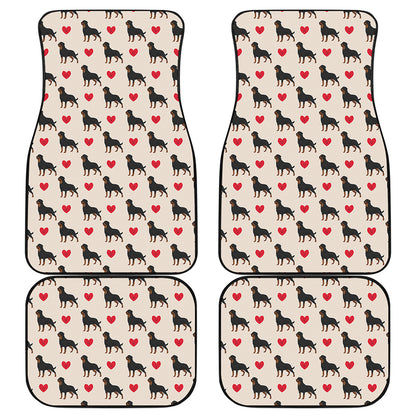 Love Rottweiler Pattern Print Front and Back Car Floor Mats
