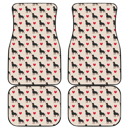 Love Rottweiler Pattern Print Front and Back Car Floor Mats