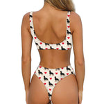 Love Rottweiler Pattern Print Front Bow Tie Bikini
