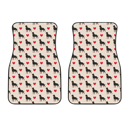 Love Rottweiler Pattern Print Front Car Floor Mats