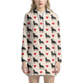 Love Rottweiler Pattern Print Pullover Hoodie Dress
