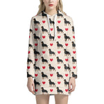 Love Rottweiler Pattern Print Hoodie Dress