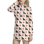 Love Rottweiler Pattern Print Hoodie Dress