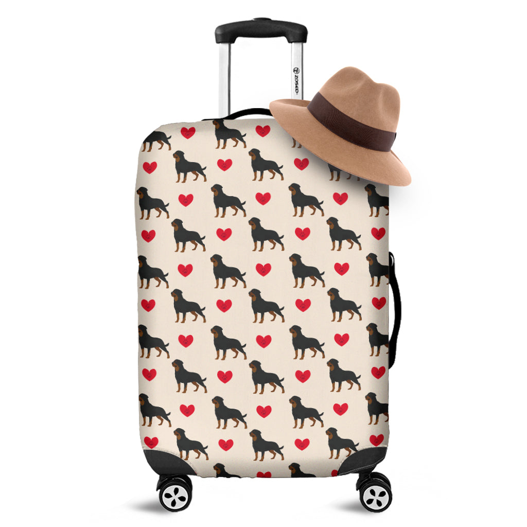 Love Rottweiler Pattern Print Luggage Cover