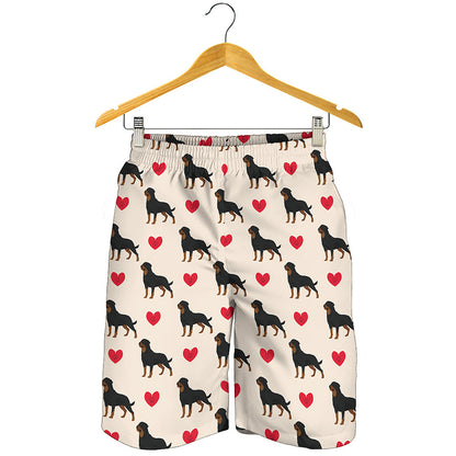 Love Rottweiler Pattern Print Men's Shorts