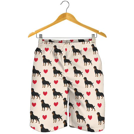 Love Rottweiler Pattern Print Men's Shorts