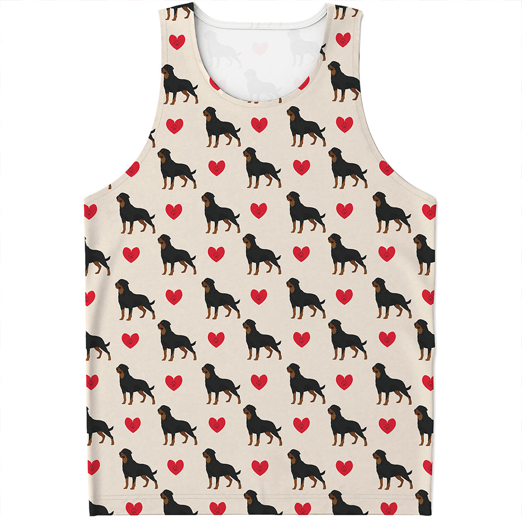 Love Rottweiler Pattern Print Men's Tank Top