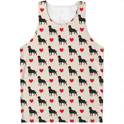 Love Rottweiler Pattern Print Men's Tank Top