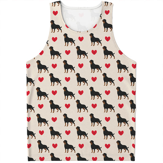 Love Rottweiler Pattern Print Men's Tank Top