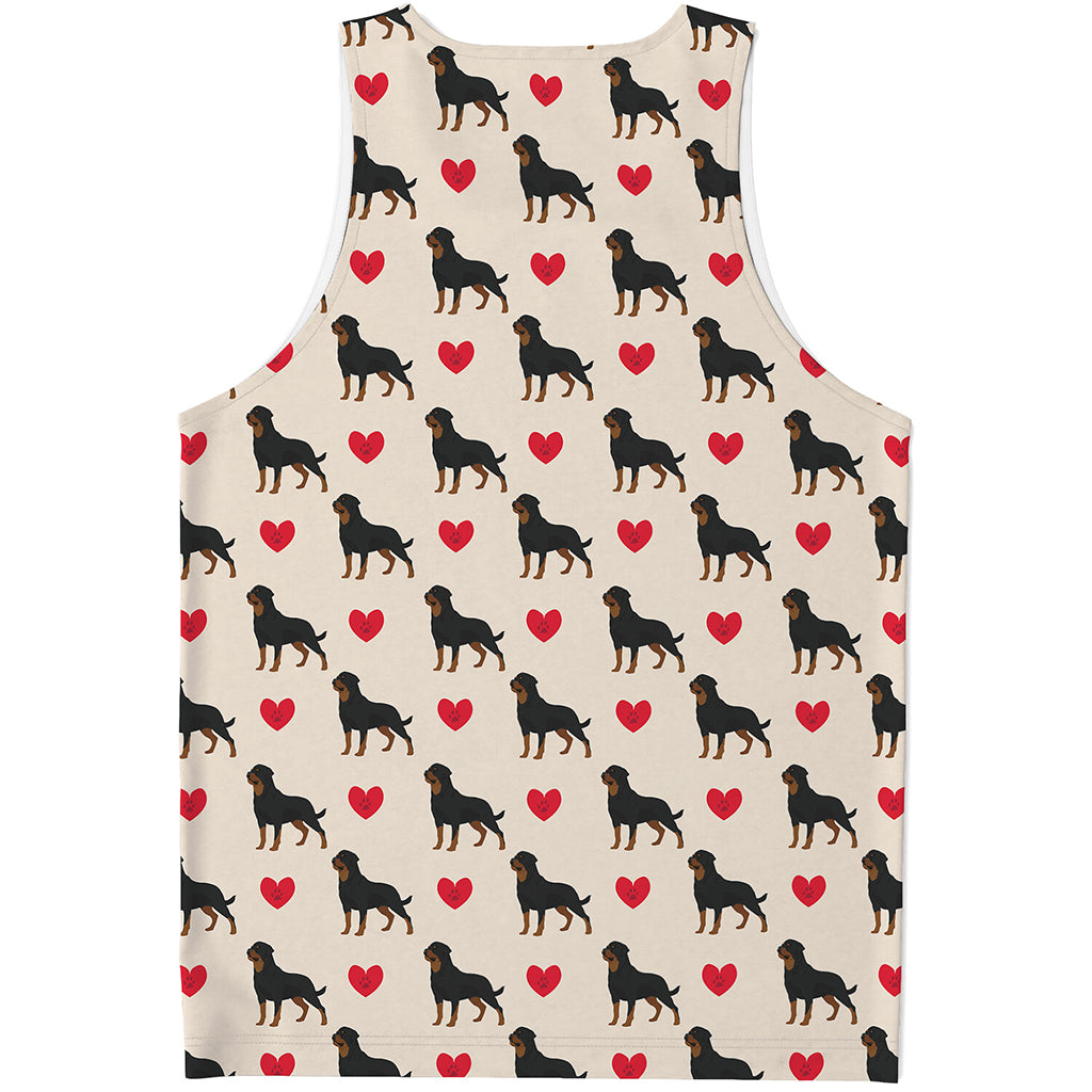 Love Rottweiler Pattern Print Men's Tank Top