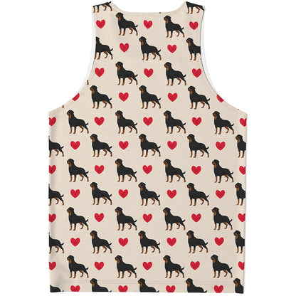 Love Rottweiler Pattern Print Men's Tank Top