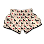 Love Rottweiler Pattern Print Muay Thai Boxing Shorts