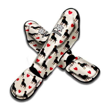 Love Rottweiler Pattern Print Muay Thai Shin Guard