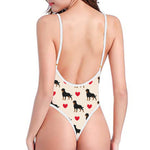 Love Rottweiler Pattern Print One Piece High Cut Swimsuit